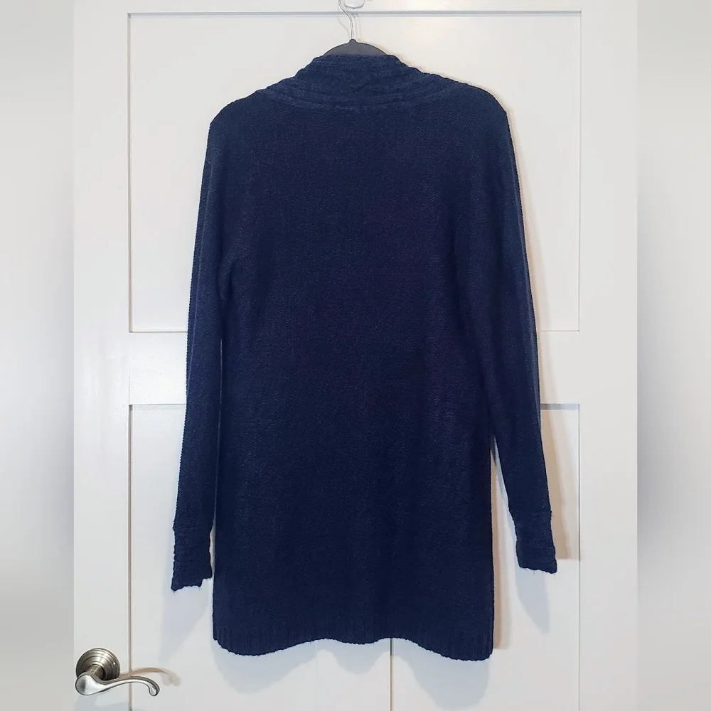 Laura Scott Cardigan Sweater Marled Blue Open Knit Size Medium Machine Wash
